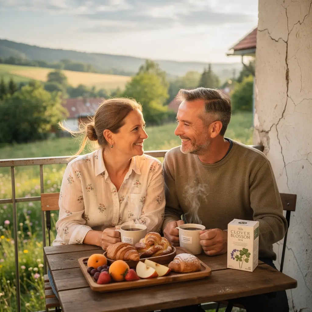 Detailné zobrazenie kvitnúcich rastlín v okolí čajovej šálky.