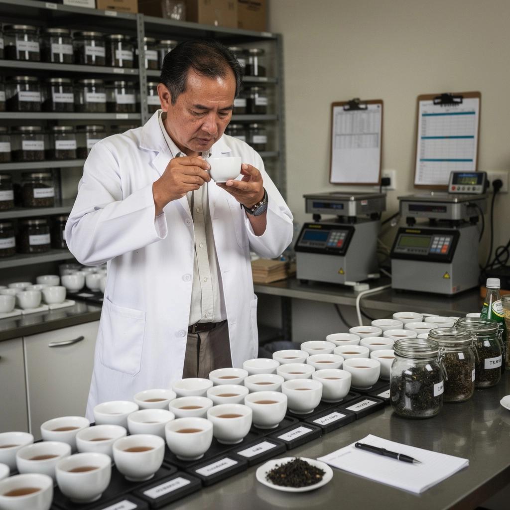 Detailný záber na sušené kvety v balení čaju s prírodnou textúrou.